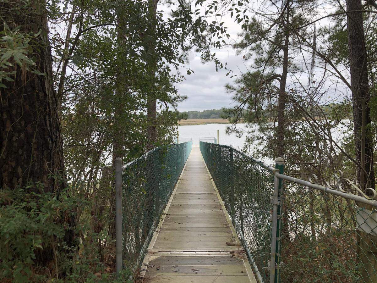 The fishing dock at the Camp St. Mary property overlooking the Okatie River.