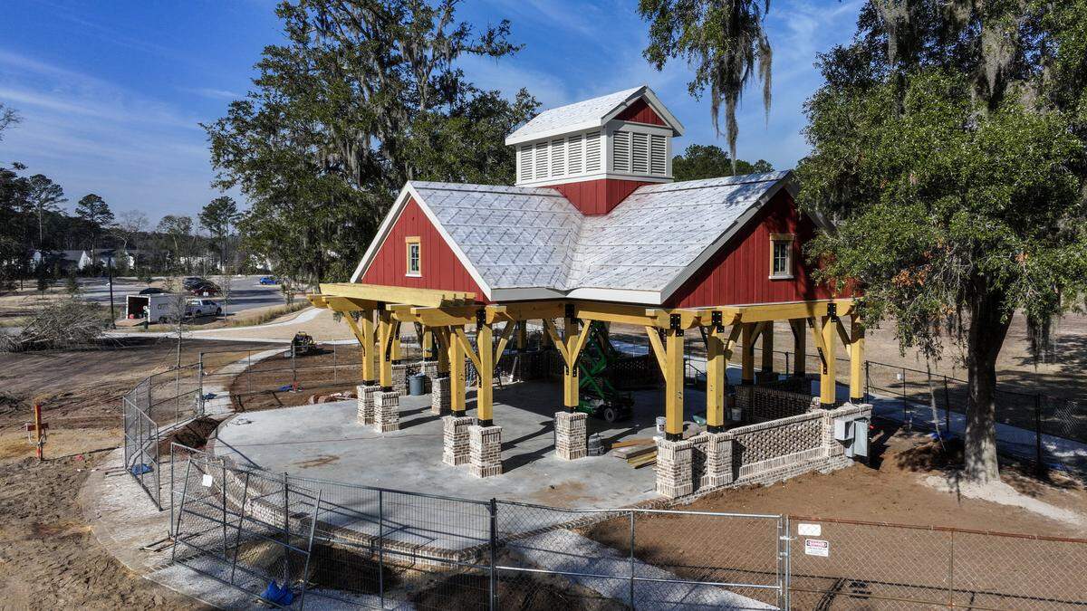 The Event Pavilion, located in front of the New Riverside Barn, is wired for sound and lighting and can be used for events like concerts or weddings as photographed on Feb. 3, 2026, in greater Bluffton.