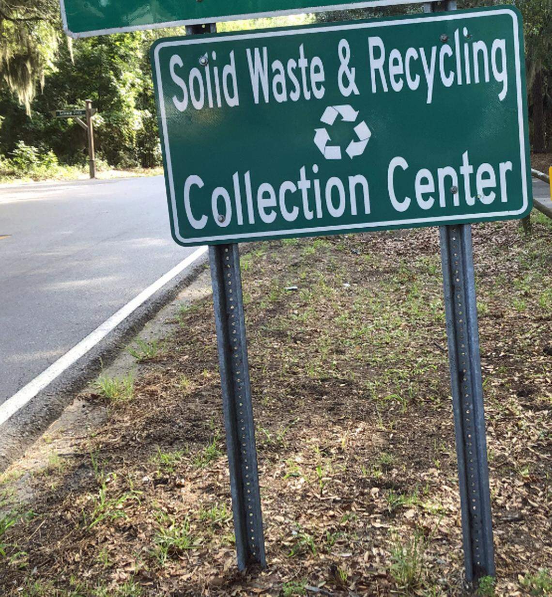 One of several signs in Beaufort County point out convenience centers.