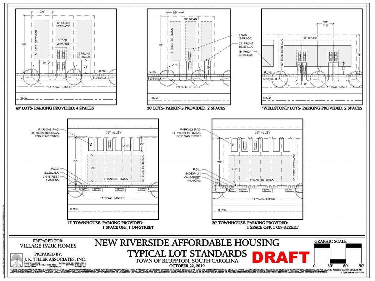 A draft of the typical lot standards for the proposed Village Park Homes development at the Alston Park neighborhood. The town of Bluffton negotiating committee voted to recommend denial of the revised plan Wednesday.