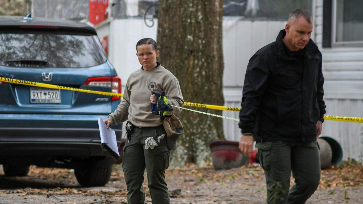 Investigators with the Beaufort County Sheriff’s Office Crime Scene Unit at a house where a shooting took place at Baygall and Fish Haul roads on Friday, March 1, 2024 on Hilton Head Island.