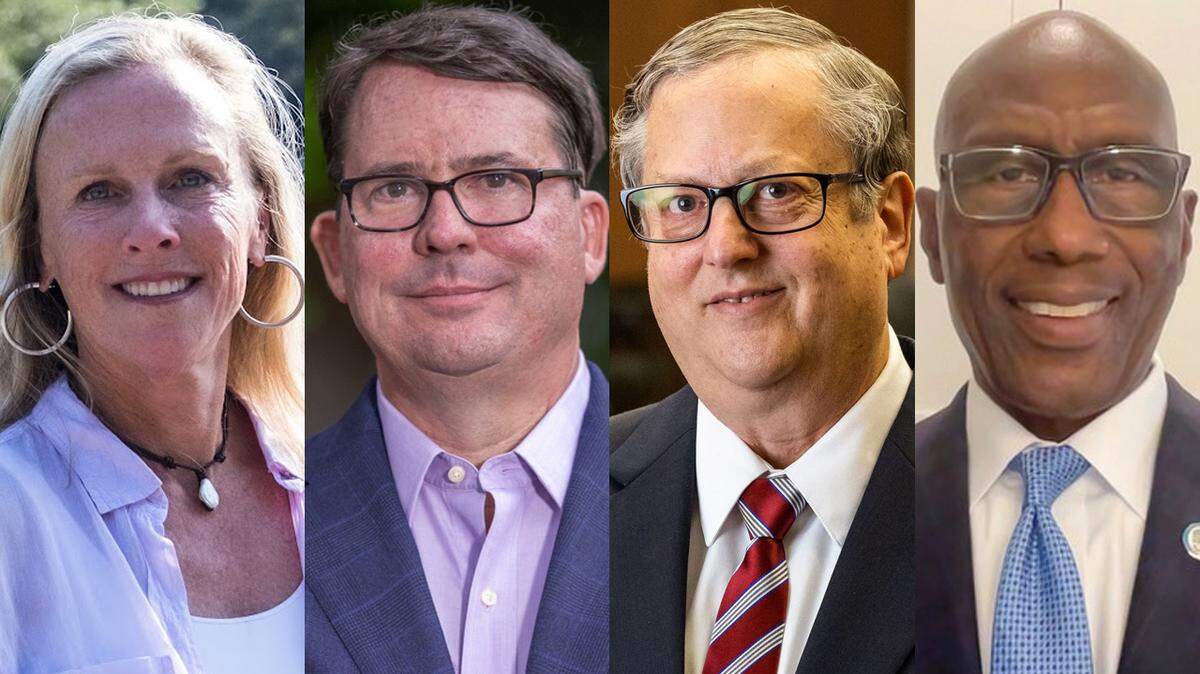 The four candidates for two seats on the Beaufort City Council. From left: Julia Crenshaw, Josh Gibson, Neil Lipsitz and Mitch Mitchell.