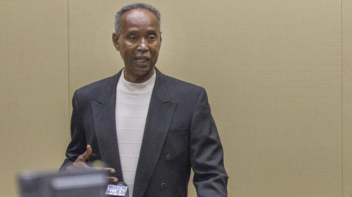 Kenny Washington speaks to members of the media during a press conference for the SC Athletic Hall of Fame at the Columbia Metropolitan Convention Center Monday May 14, 2018, in Columbia, SC.