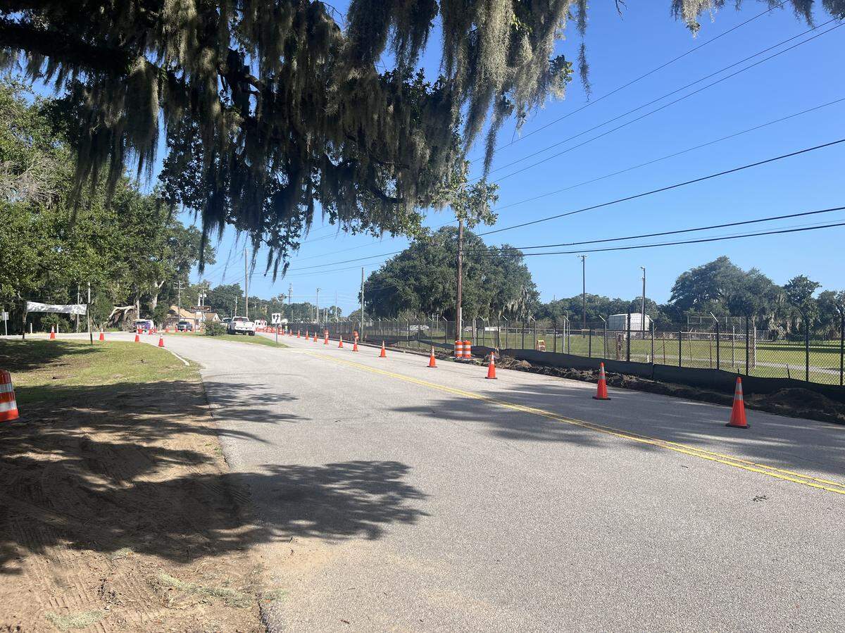 New sidewalk is being put in along Old Shell Road and Ribaut Road in Front of the Naval Hospital in Port Royal.