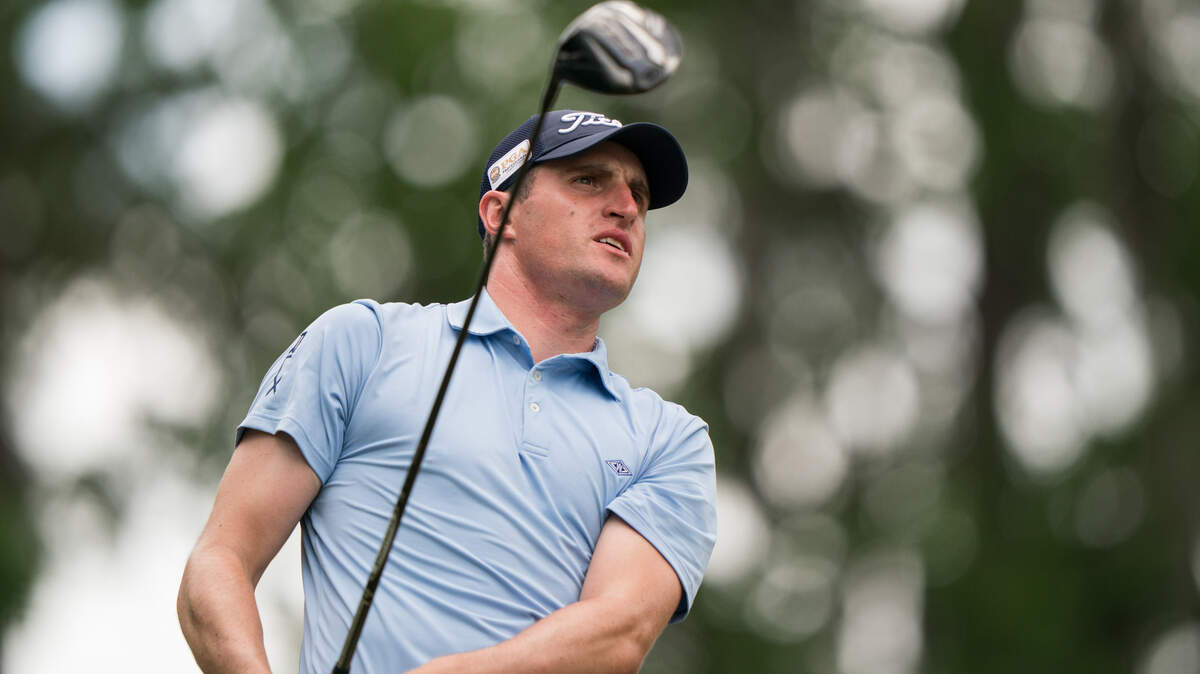 Alex Beach hits his tee shot on the second hole during the final round for the 52nd PGA Professional Championship held at Belfair on Wednesday in Bluffton.