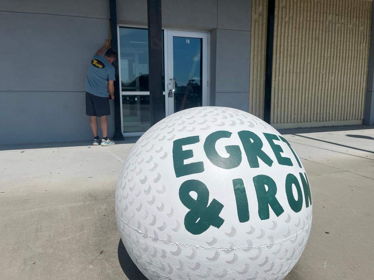 The finishing touches are being put on Egret and Iron, a new golf simulator business in Beaufort Town Center.