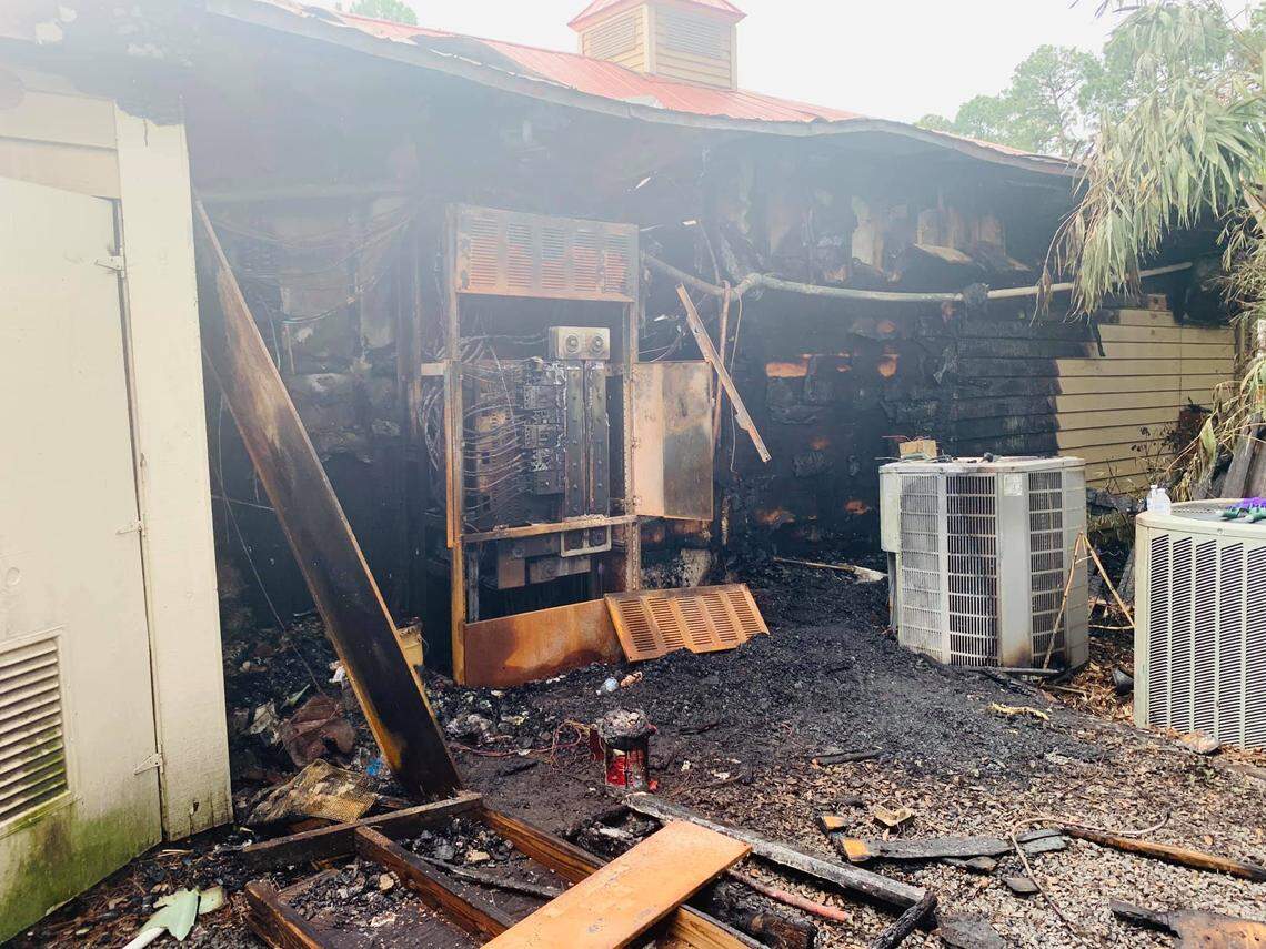 The damage to the back side of The Smokehouse restaurant on Palmetto Bay Road after a fire on Sunday, June 9, 2019.