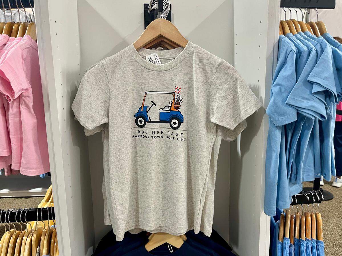 Harbour Town themed kids items and tees for purchase inside the RBC Heritage Golf Shop, Friday, April 18 2025
