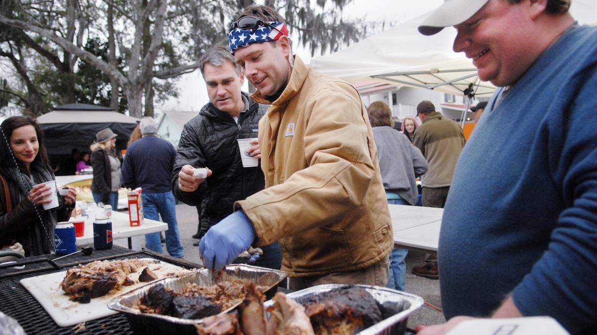 BBQ cooking at the 6th annual Bands, Brews and BBQ Festival in 2015.