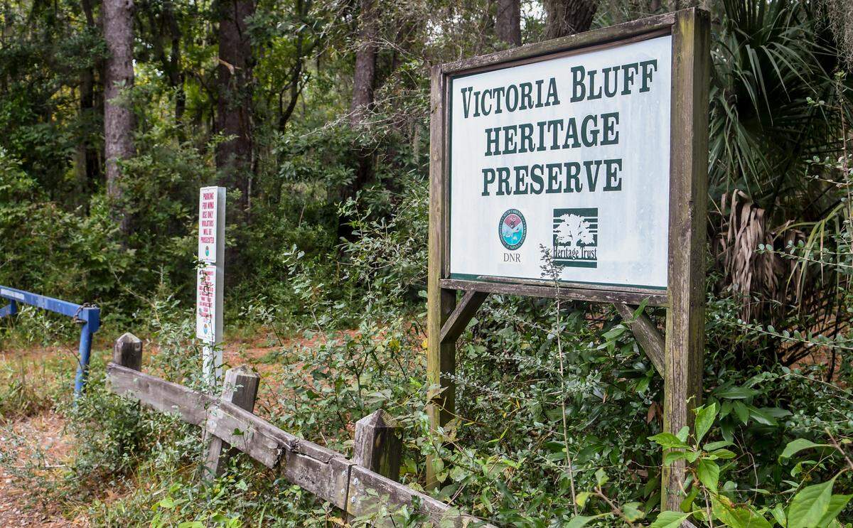The entrance to Victoria Bluff Heritage/Wildlife Management Area as seen on Oct. 12, 2022 is off Sawmill Creek Road in Bluffton.