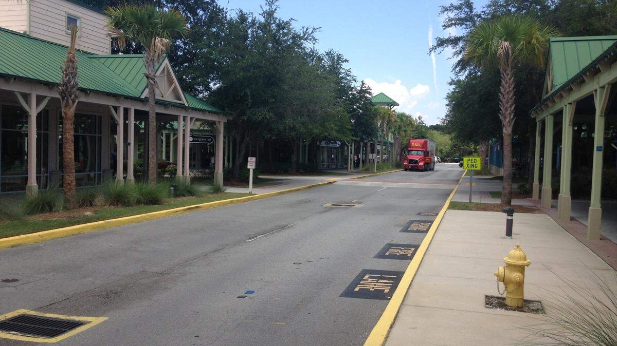 The center of Hilton Head Tanger Outlets Center 2, where a food court will be starting next week, is pictured.