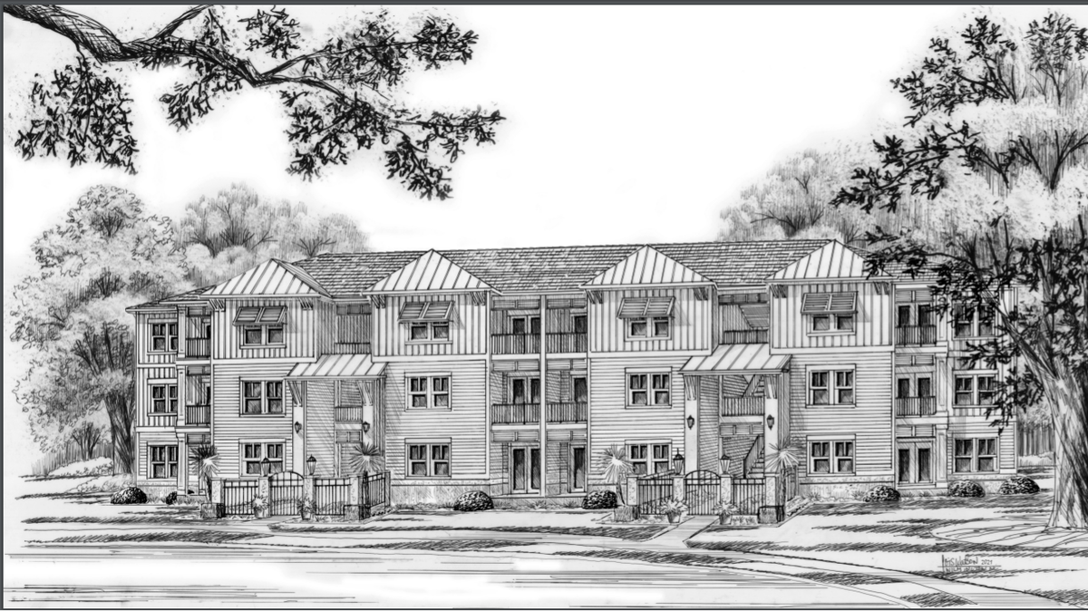 A rendering of one of 21 apartment buildings proposed at Water Crest multi-family development on Broad River Boulevard in Beaufort.