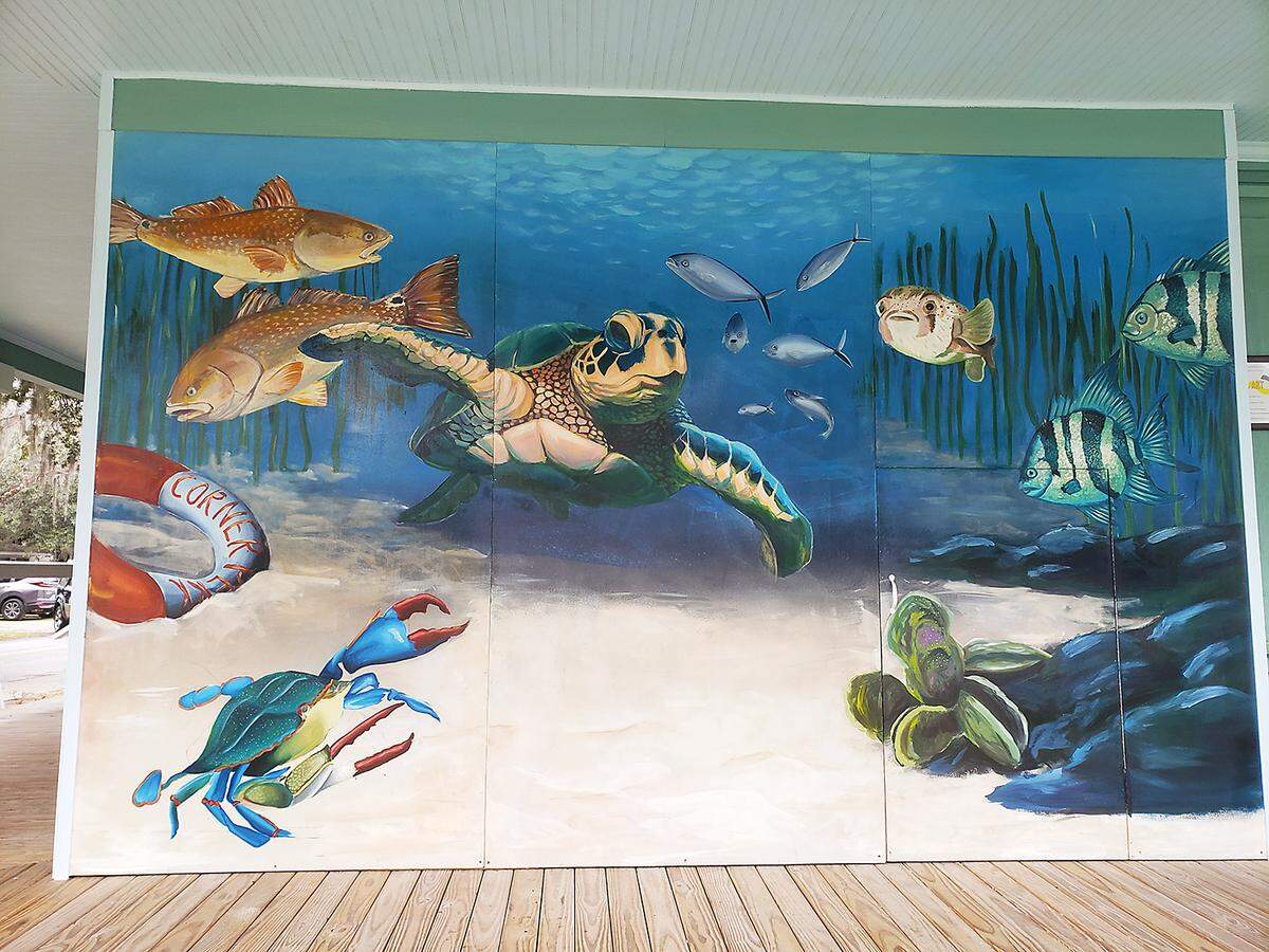 This mural in Old Town on the porch of SoBA Gallery was created by students from Bluffton High.
