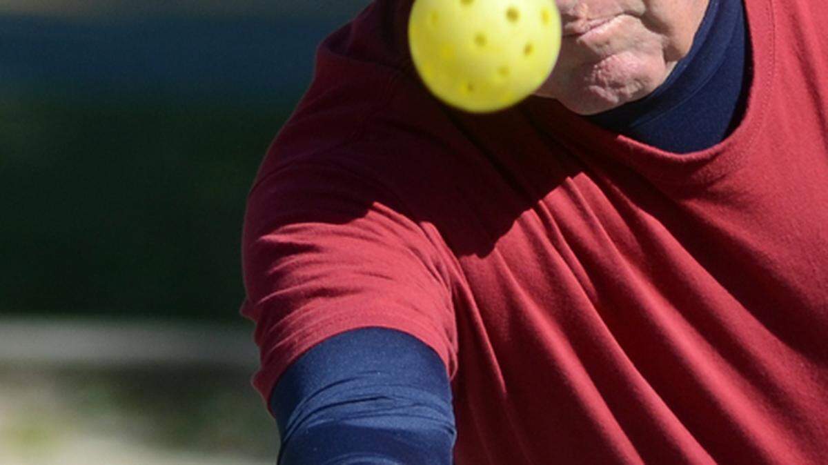 Don Wheeler, then a local ambassador for the USA Pickleball Association, hits a return while playing with a group at the Island Rec Center in 2012 on Hilton Head Island.