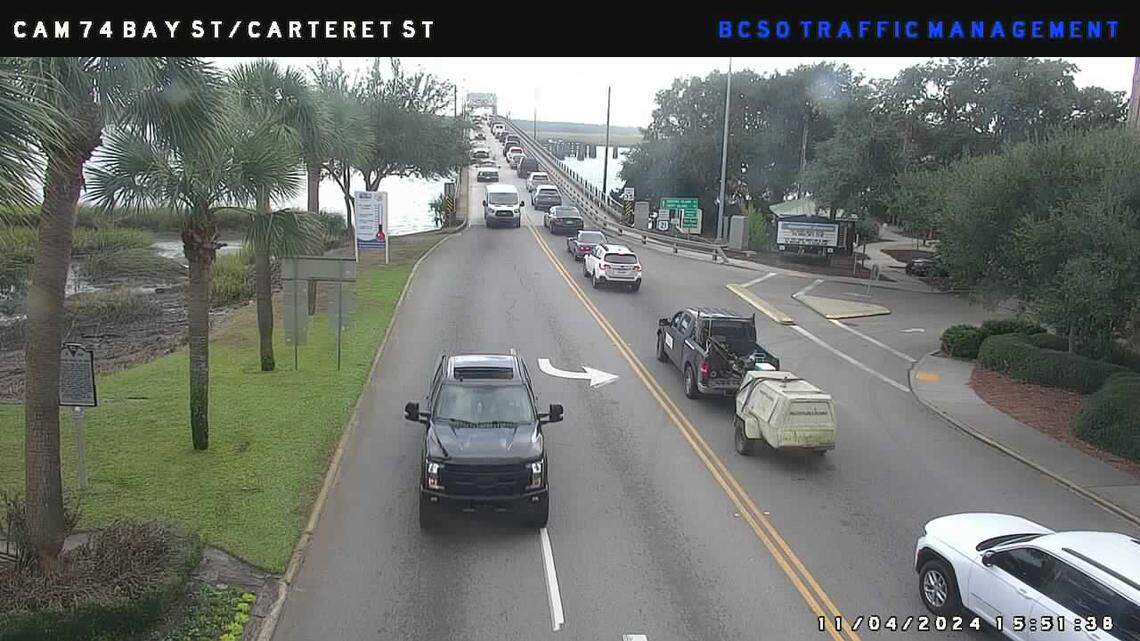 Traffic is backed up into downtown Beaufort Monday afternoon. Here’s the reason