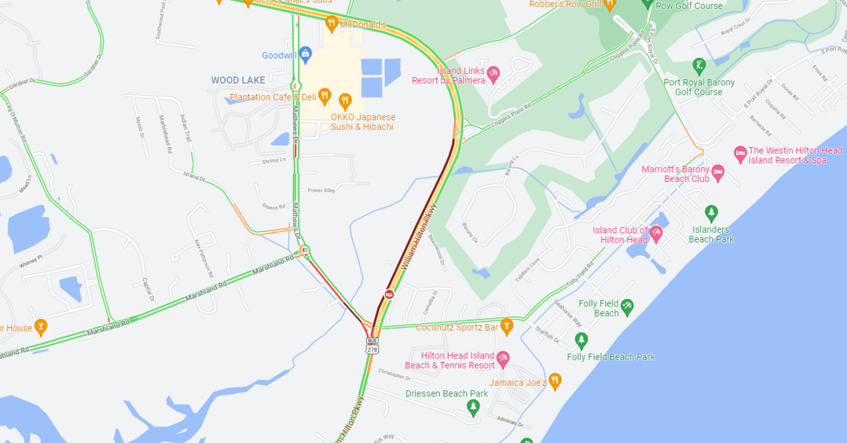 An accident on Friday, Sept. 24, 2021 resulted in traffic delays on Hilton Head Island, S.C.
