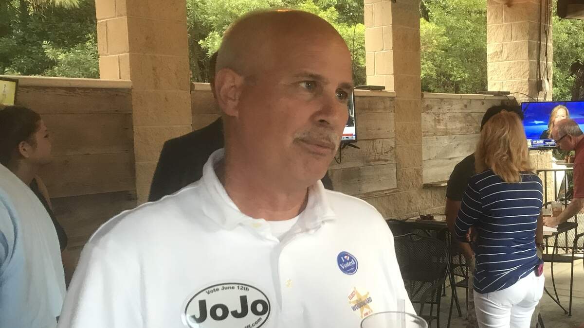 JoJo Woodward met with supporters on election night Tuesday.