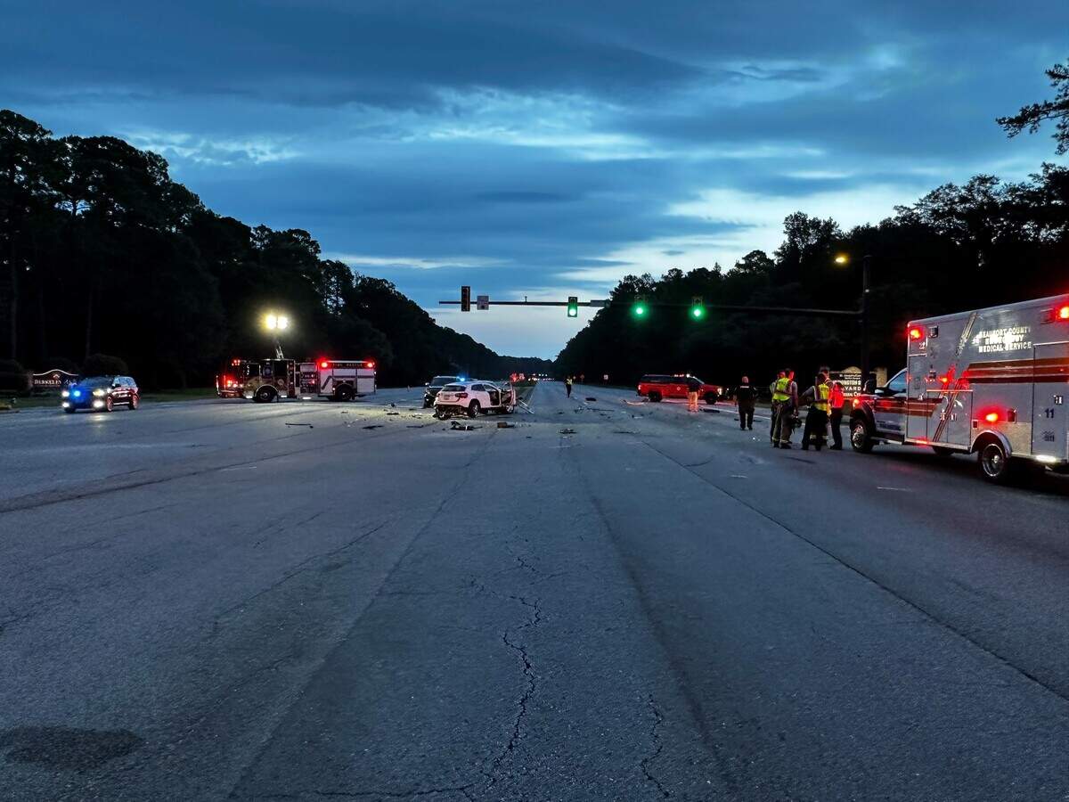 Officials from the Bluffton Township Fire District, Bluffton Police Department, SC Highway Patrol, Beaufort County EMS and Beaufort County Coroner’s Office responded to a fatal crash the evening of Aug. 8, 2023 at the intersection of Buckwalter Parkway and U.S. 278.