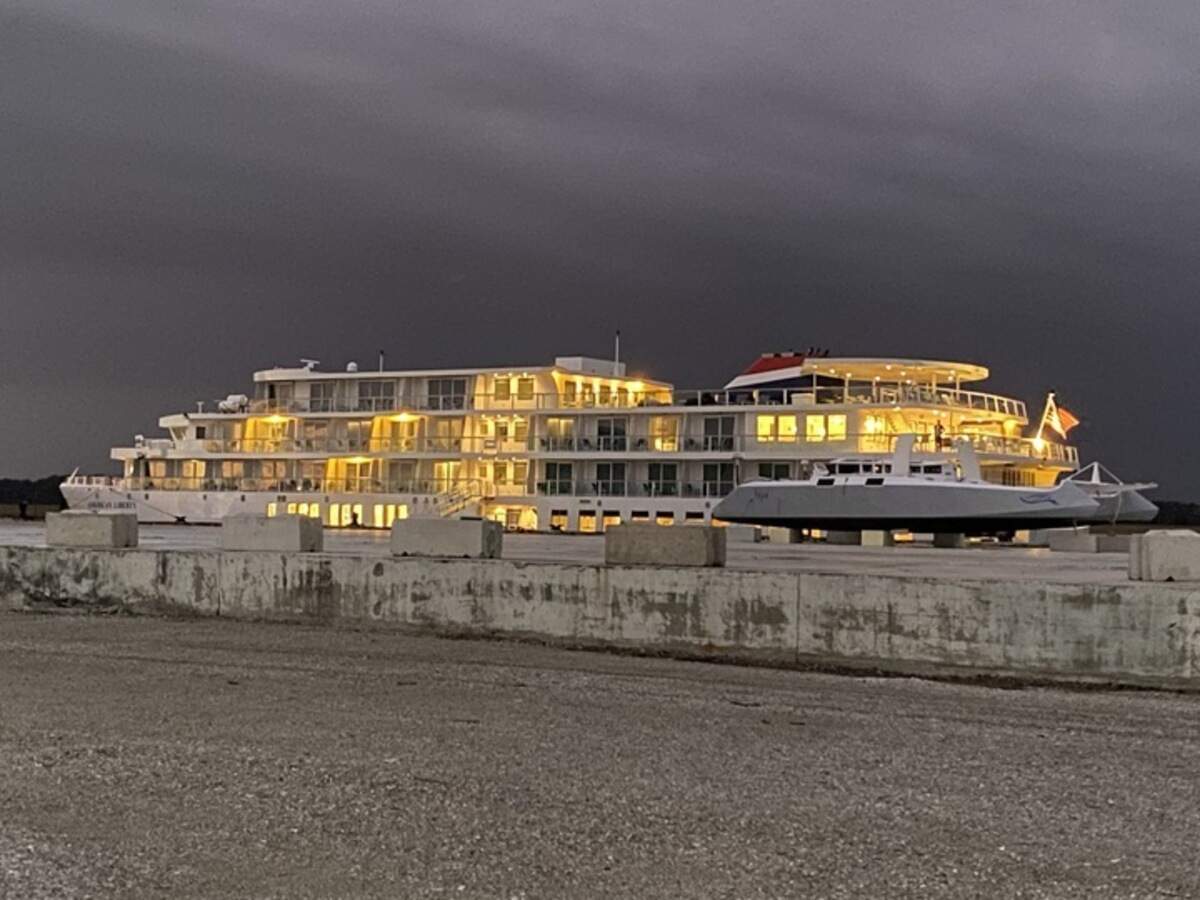 A cruise ship was spotted tied up at Safe Harbor Marina in Port Royal recently.