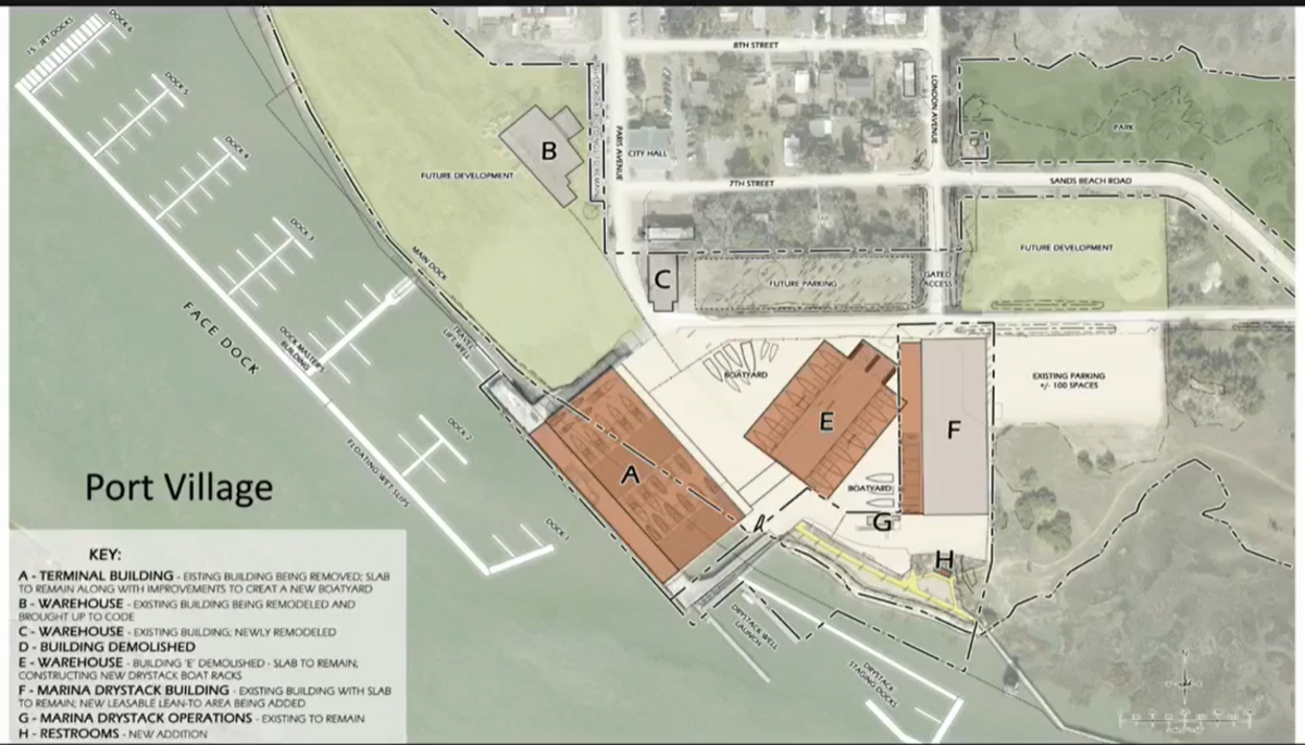 This portion of the redevelopment work at the port property in Port Royal shows the boat yard and marina operations.
