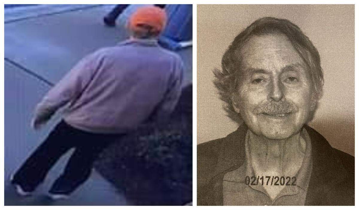 A frame from a security camera (left) shows Jack Tribble (right) leaving The Palmettos of Bluffton, an assisted living facility.