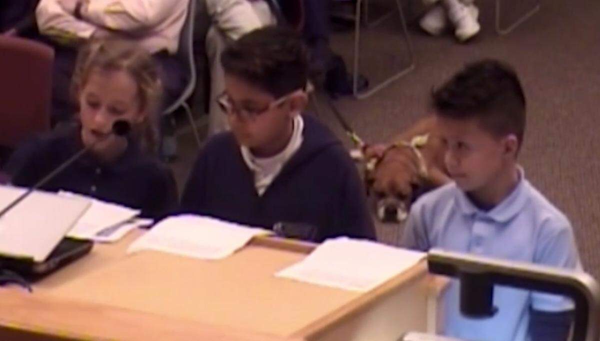 Rosa Olivetti, Joshua Prada and Ethan Simpson -- 5th grade students from Hilton Head Island Elementary School -- spoke at a December 2018 council meeting to push for covered trash bins on the island’s beaches.