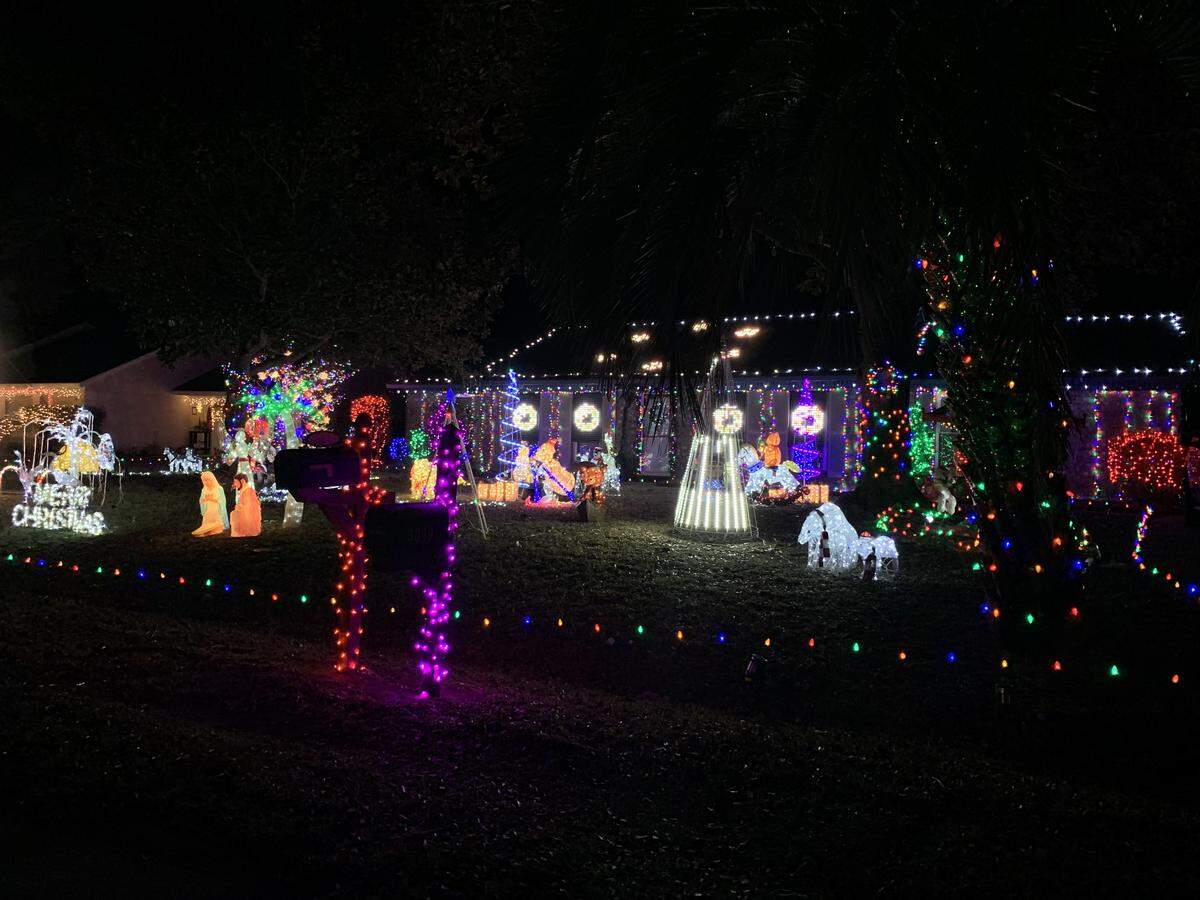 One of the homes decked out in lights on Mink Point Boulevard in Beaufort