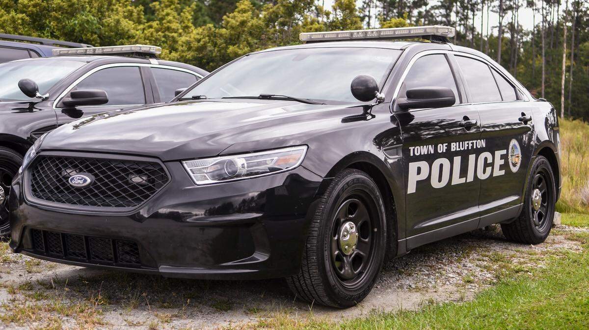 A Bluffton Police Department sedan parked at police headquarters in Bluffton on Oct. 12, 2020.
