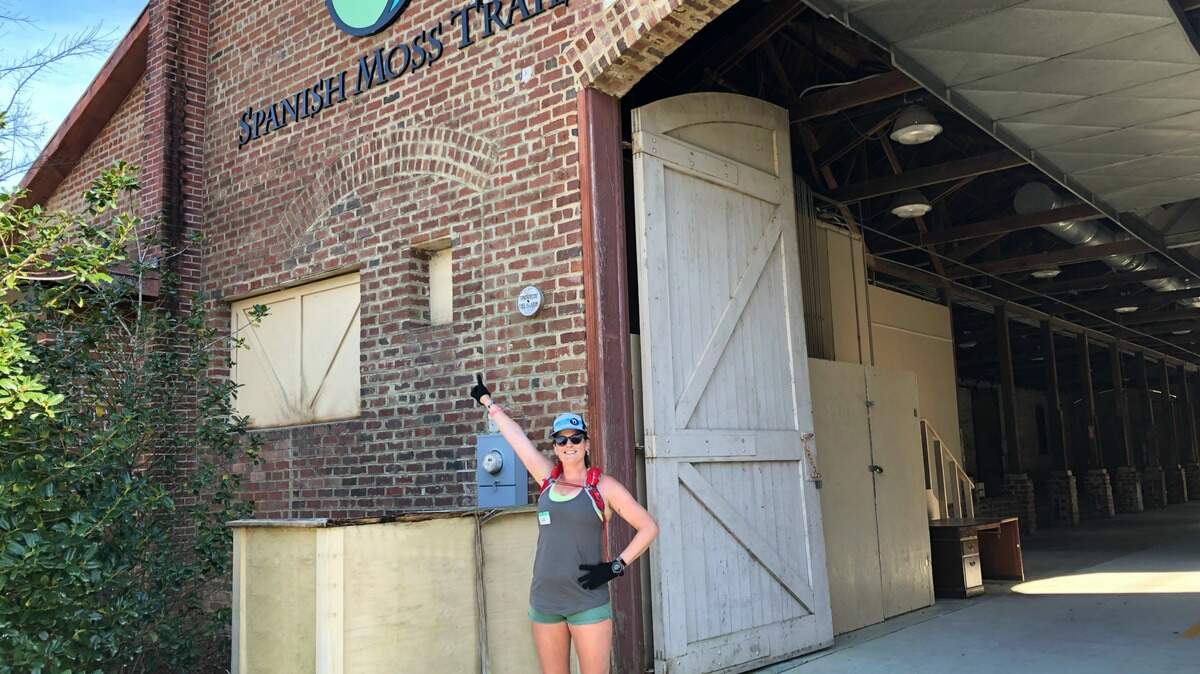 Maggie Seymour at the Spanish Moss Trail after quite a run.