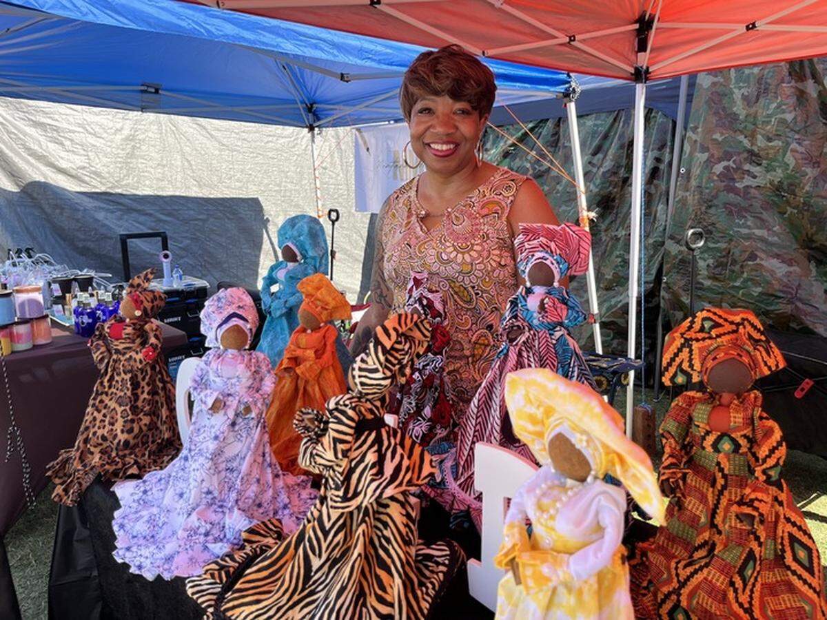 Jennifer President is selling Queendom Gullah dolls at The Original Gullah Festival this weekend.