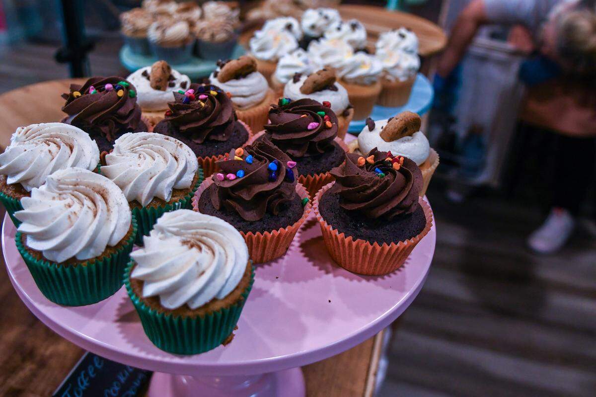 Cupcakes as far as the eye can see can be found at Cupcakes 2 Cakes on Aug. 16, 2023, located in Berkeley Place in Bluffton. The shop also offers, among others, coffee, pastries, ice cream and will soon offer mocktails paired with scrumptious desserts. 
