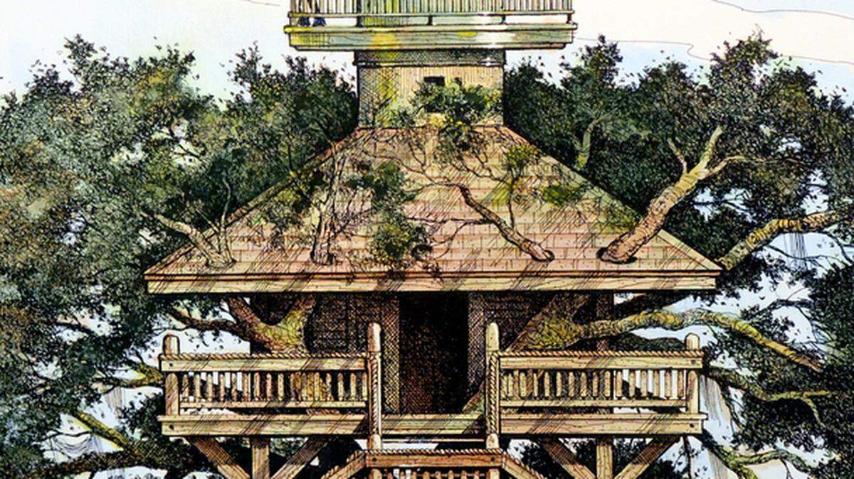 This artist's rendering shows the proposed treehouse that might rise  along the route of a future linear park planned to run from Shelter Cove to the beach.