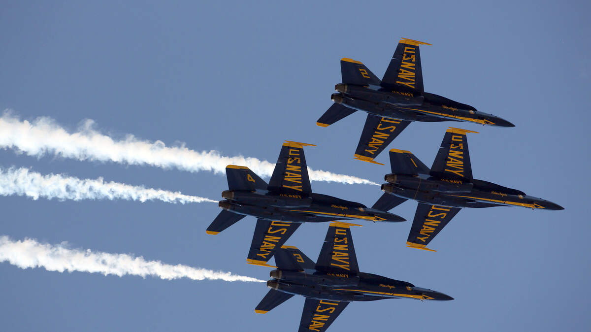 The U.S. Navy Flight Demonstration Squadron, the Blue Angels, practice for the Marine Corps Air Station Beaufort Air Show, April 26. MCAS Beaufort hosts the air show in order to bring the community together and demonstrate U.S. Marine Corps Aviation Combat Element and Marine Air-Ground Task Force capabilities.