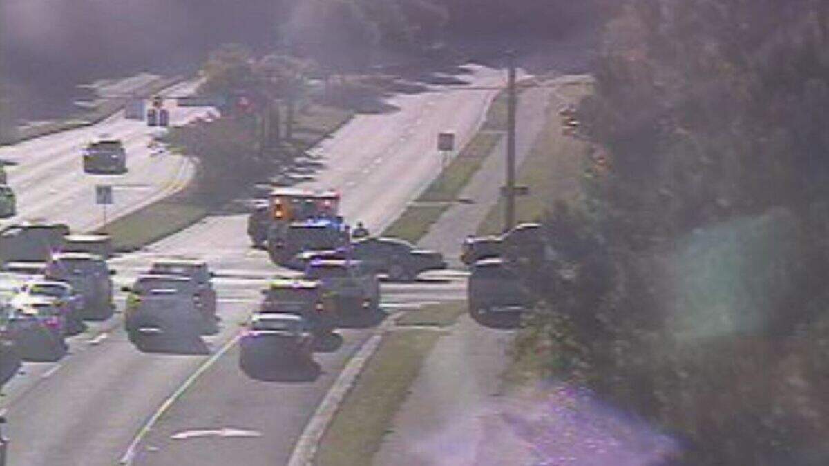 An accident slows traffic at Bluffton Parkway and Buck Island Road in Bluffton, South Carolina, on Friday morning.