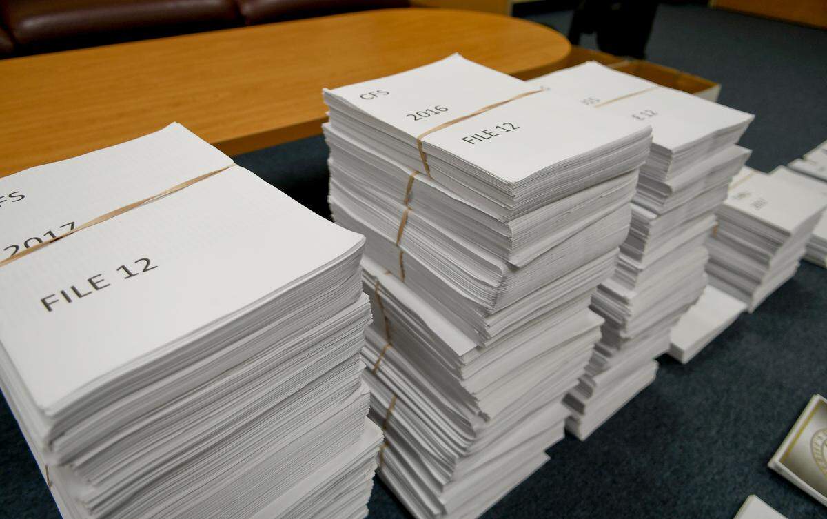Towers of duplicated documents were on display on Thursday morning at headquarters of the Beaufort County Sheriff’s Office to illustrate the years of data given to a Massachusetts-based consulting firm hired by the Town of Hilton Head Island. The group, hired to determine if the town was receiving the proper amount of services for the amount of money the town spends, noted in the report that the sheriff’s office was uncooperative in sharing data with the group.