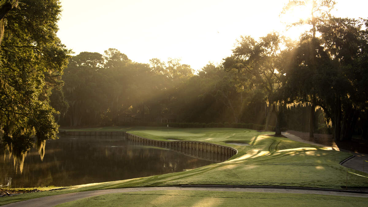 The 13th green on the Heron Point by Pete Dye course at Sea Pines Resort.