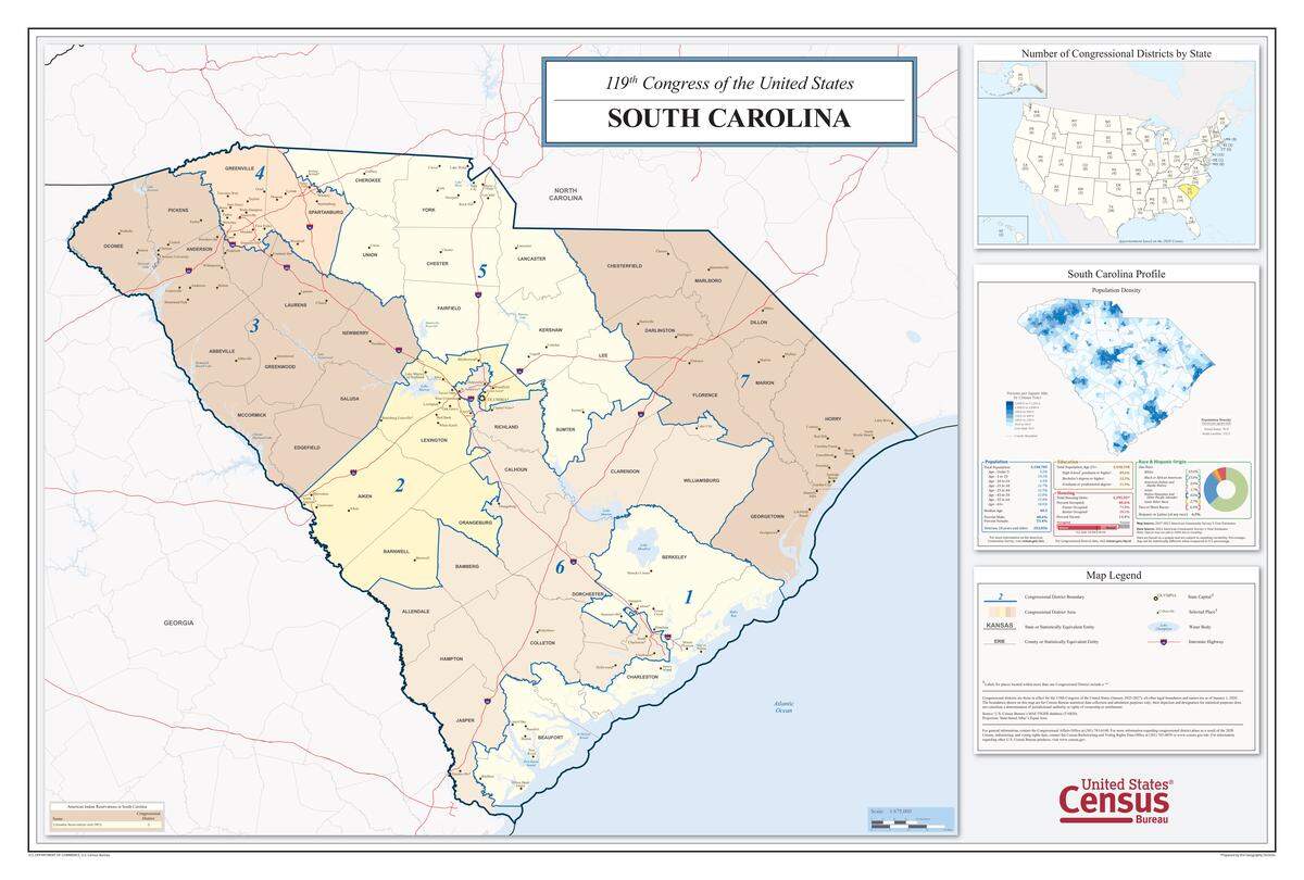 South Carolina’s Congressional Districts, according to the U.S. Census Bureau