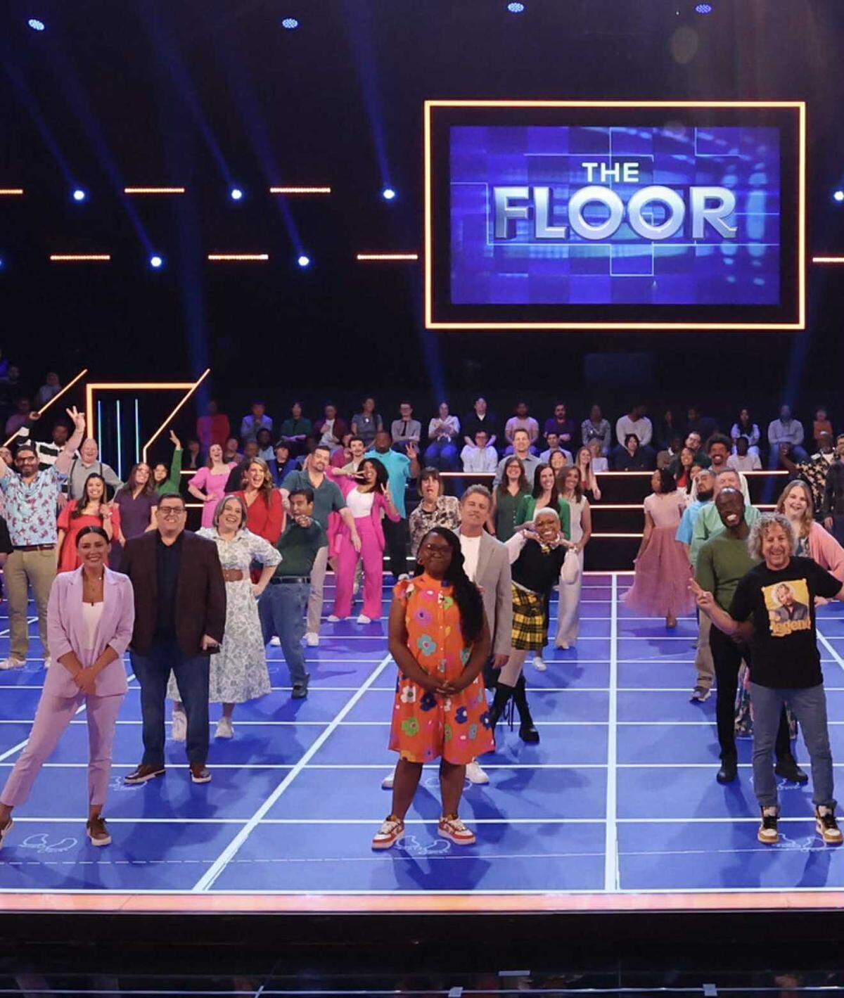 Tim Wood, pictured on the set of “The Floor,” located in the second row on the far left.