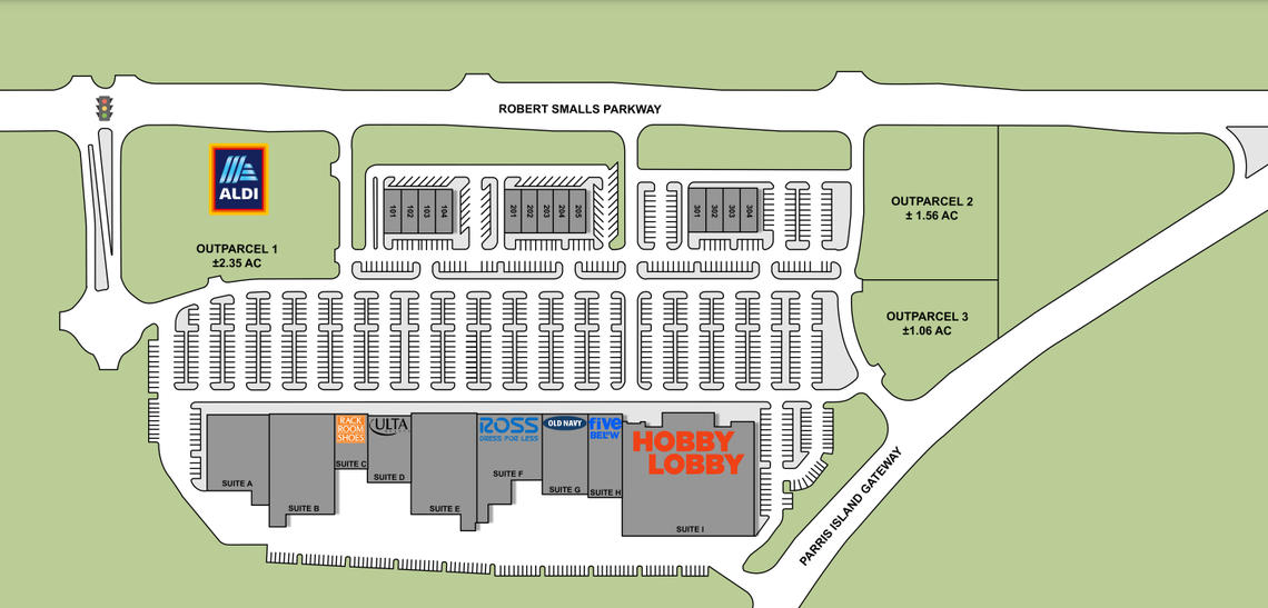 This map shows where the tenants will be located at Beaufort Station.