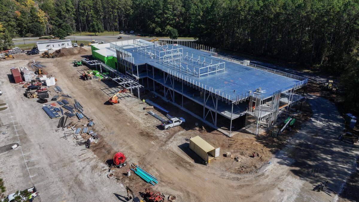 Novant Health Bluffton Emergency Department and Novant Health Bluffton Health Place are under construction as photographed on Nov. 6, 2025, located at Buckwalter Parkway and Parkside Drive in Bluffton.