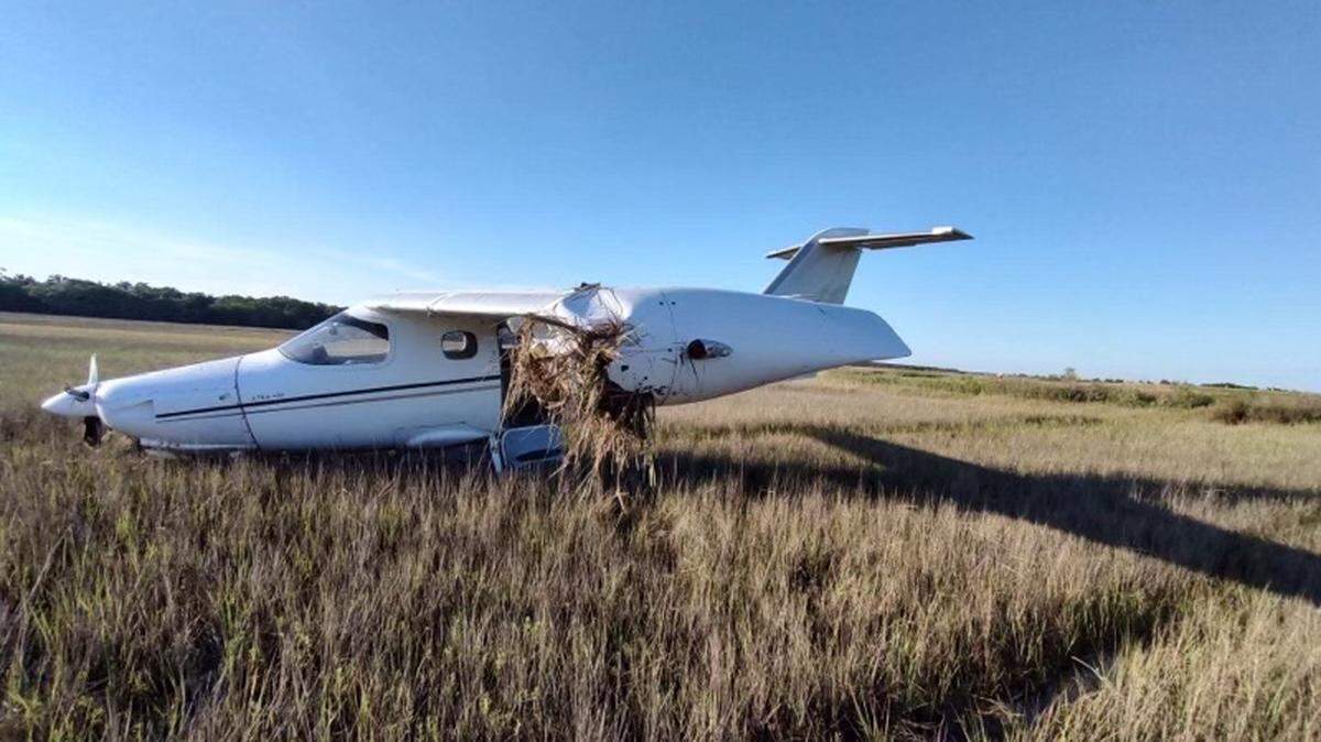 A plane, an Extra EA-400, a single-engine high-winged monoplane, went into the marsh around 6:30 p.m. Tuesday in an aborted takeoff at Beaufort Executive Airport, officials said in a Beaufort County press release.