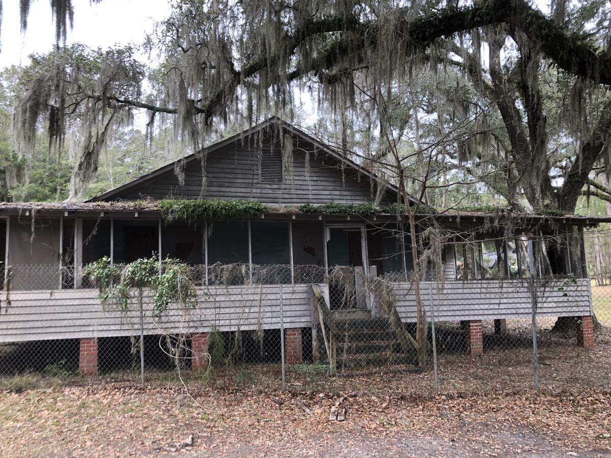 One of the abandoned camp buildings at Camp St. Mary near the Okatie River.