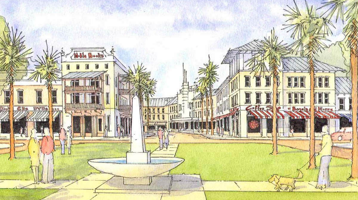 A view looking from Robert Smalls Parkway into the redeveloped Beaufort Plaza in a concept drawing from the 2006 Boundary Street redevelopment master plan.