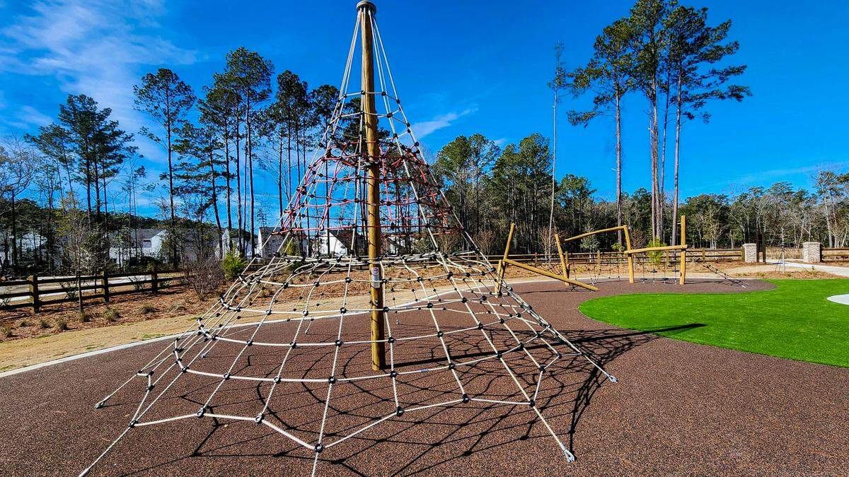 A climbing tower is featured in one section as photographed on Jan. 28, 2025, at the New Riverside Barn Park set for a grand opening on Feb. 22 in Bluffton.