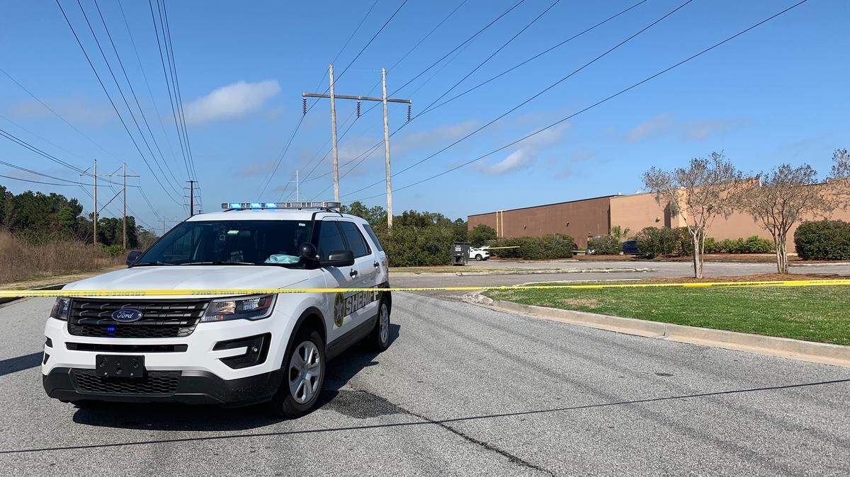 A Beaufort County Sheriff’s Office deputy blocking off the road behind Target in Bluffton on Fording Island Road on Feb. 21.
