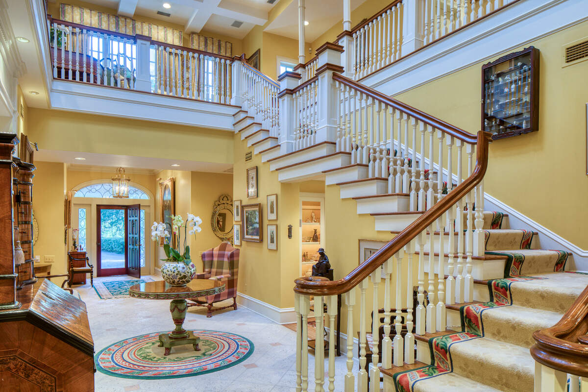 A stairwell view inside 1 Heffalump Road in Okatie, SC.