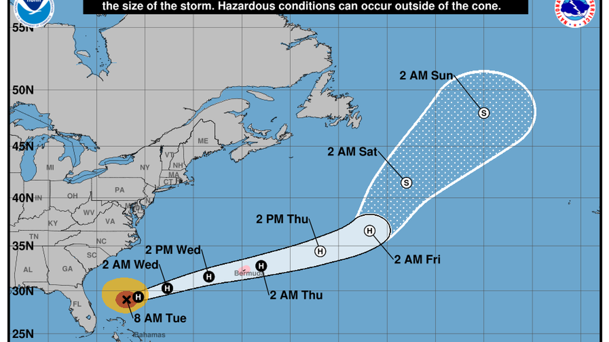 Hurricane Imelda as of 8 a.m. on Tuesday, Sept. 30, 2025.