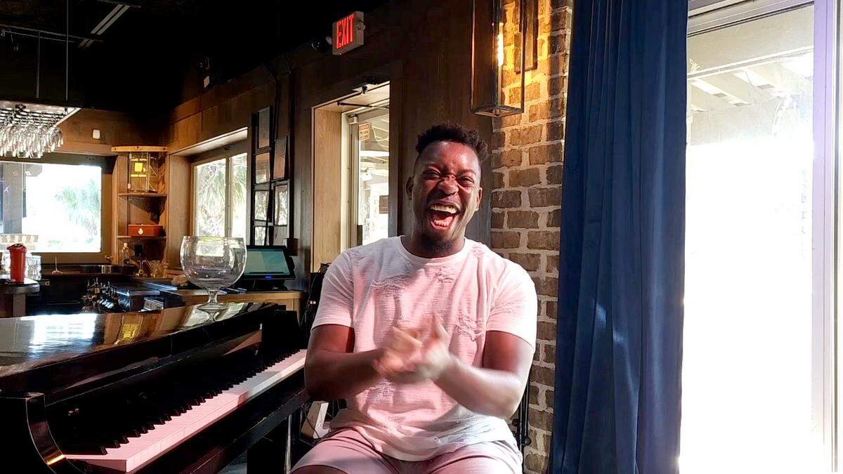 Sterlin “Stee” Colvin Jr., a contestant on NBC’s “The Voice,” laughs after being asked if he could convince musician Niall Horan to perform at Kind of Blue on Hilton Head during an interview on Oct. 30, 2023.