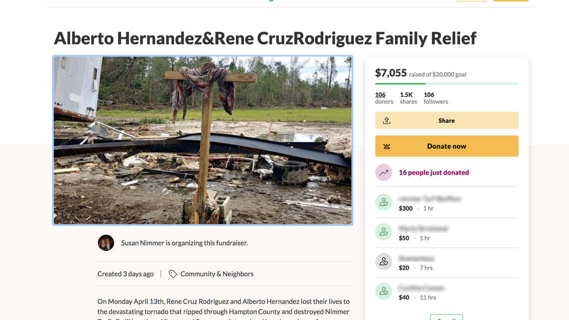 ‘Salt of the earth’: Support strong for two Hampton County tornado victims from Mexico