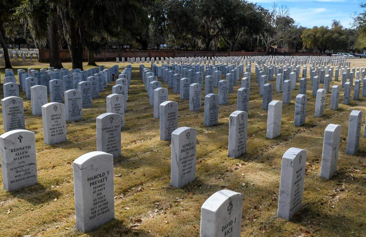 Other options besides casketed burials for veterans and their spouses includes in-ground sites for cremated remains as shown in this photo on Monday, March 3, 2025, at Beaufort National Cemetery in Beaufort.